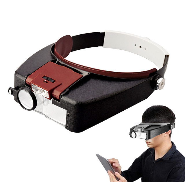 NEW 10X Headband Magnifier Upgrade Helmet Magnifying Glasses LED